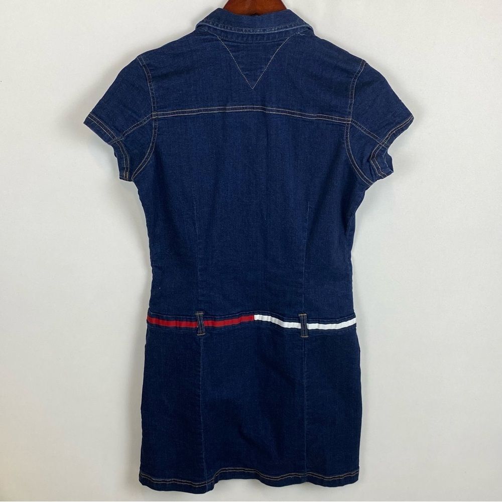 Tommy Hilfiger Navy Denim Shirt Dress with Signature Stripe - Picture 2 of 5